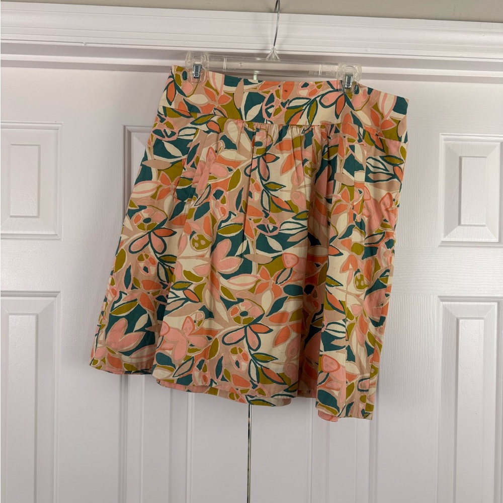 J. Crew Floral Geometric Skirt - Pink and Green